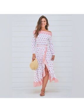 Cabana Life Tulum Off the Shoulder Coverluxe Ruffle Maxi Dress - Size Medium